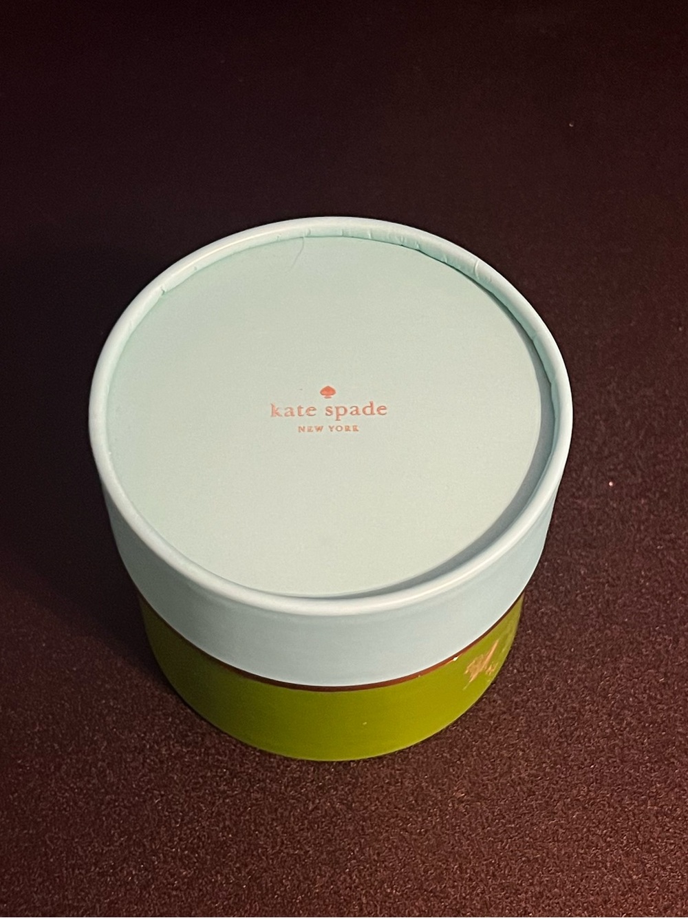 NEW Kate Spade Two-Tone Round Jewelry Gift Box in Mint Blue Top& Lime Green Base